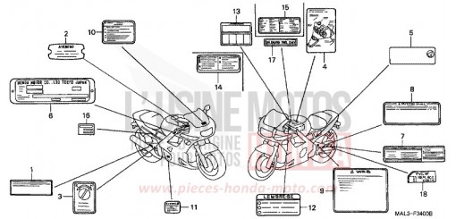 ETIQUETTE DE PRECAUTIONS CBR600FW de 1998
